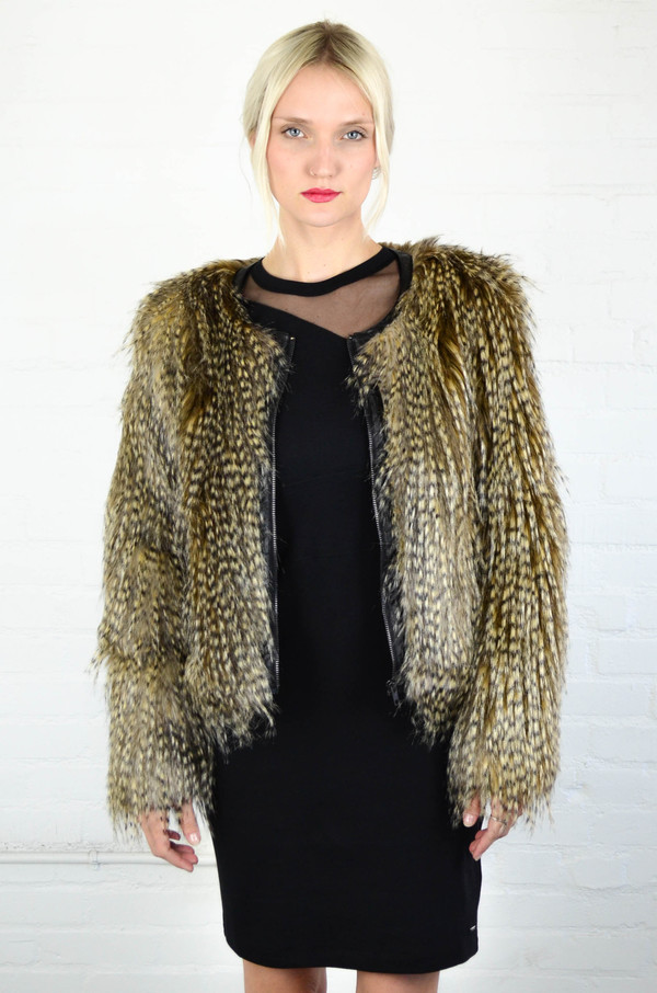 Capulet Faux Fur Jacket in Brown Peacock Capulet Faux Fur Jacket in Brown Peacock