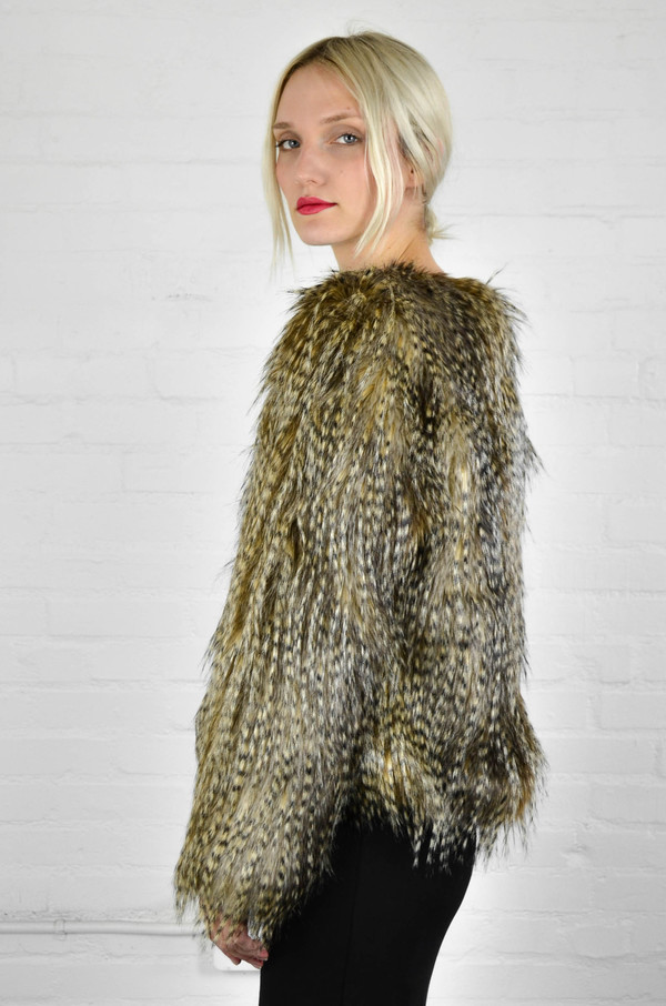 Capulet Faux Fur Jacket in Brown Peacock Capulet Faux Fur Jacket in Brown Peacock