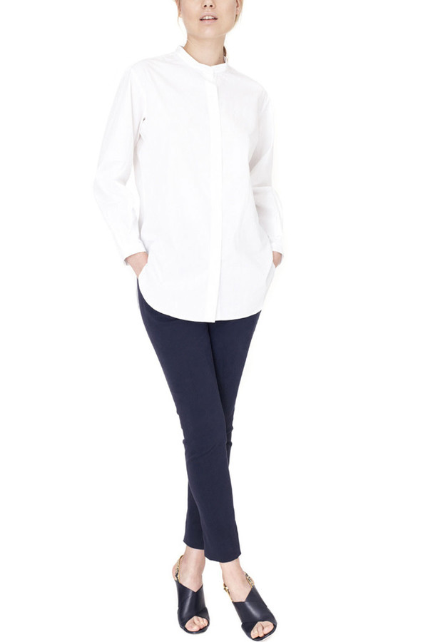 Apiece Apart Augustina White Collarless Shirt Apiece Apart Augustina White Collarless Shirt