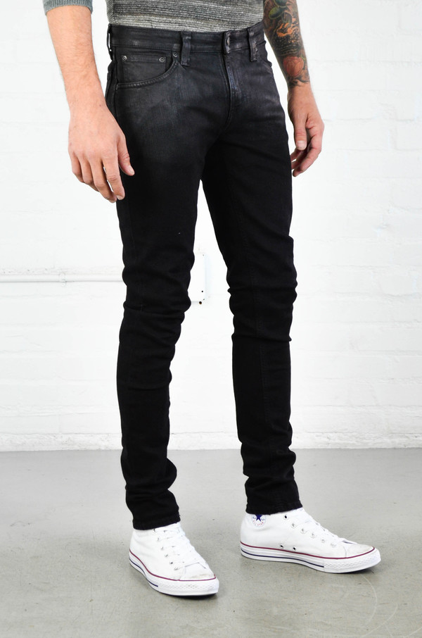 Men's Nudie Skinny Lin Shiny Black Men's Nudie Skinny Lin Shiny Black