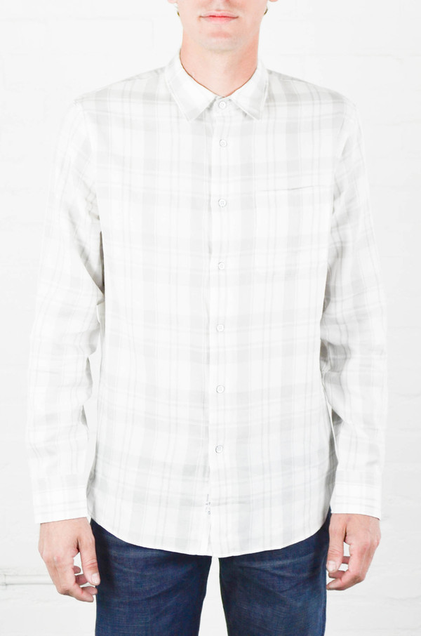 Men's Rag and Bone White and Grey Beach Shirt Men's Rag and Bone White and Grey Beach Shirt