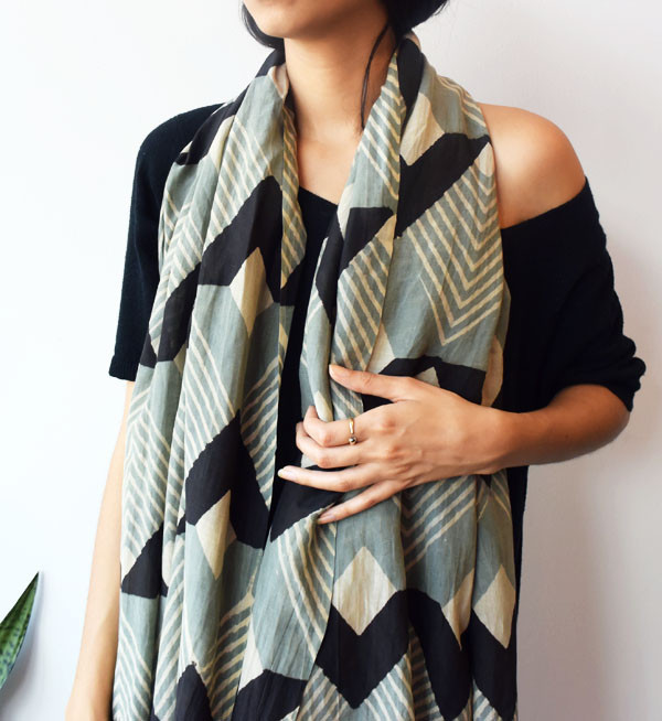 Block Shop Textiles Block Shop Black Finial Scarf Block Shop Textiles Block Shop Black Finial Scarf