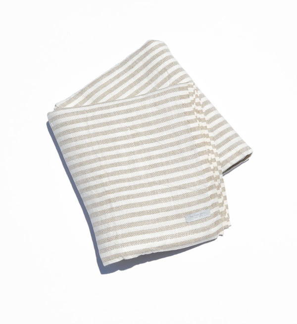 Fog Linen Work Fog Linen Natural Stripe Chambray Linen Blanket Fog Linen Work Fog Linen Natural Stripe Chambray Linen Blanket