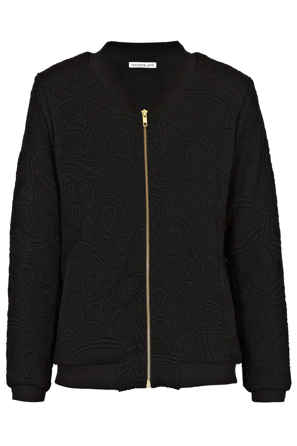 Black Pop Embossed Bomber Jacket Black Pop Embossed Bomber Jacket