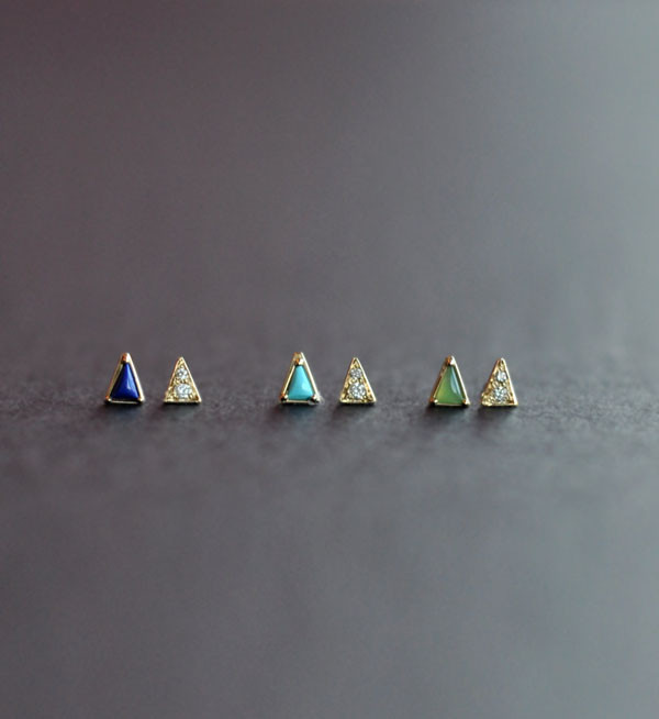 Mociun Turquoise Mismatched Triangle & Diamond Earrings Mociun Turquoise Mismatched Triangle & Diamond Earrings