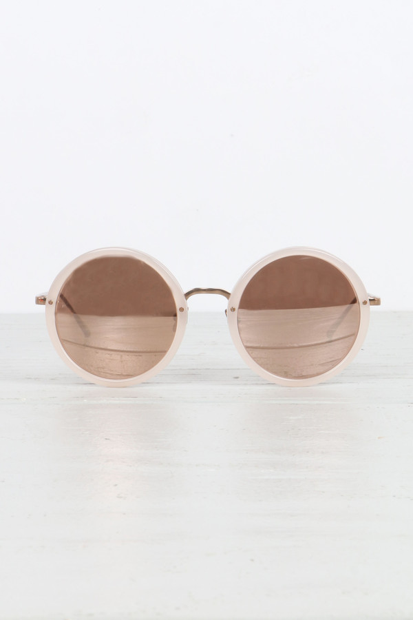 Linda Farrow Round Sunglasses in Milky Pink Linda Farrow Round Sunglasses in Milky Pink
