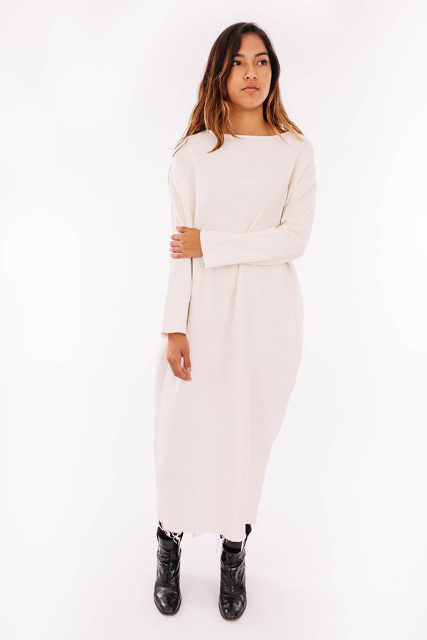 Black Crane Quilted Long Dress (Cream) Black Crane Quilted Long Dress (Cream)