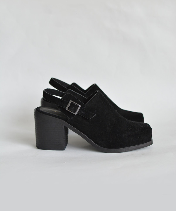 Intentionally Blank Black Suede Honcho Biker Mule Intentionally Blank Black Suede Honcho Biker Mule