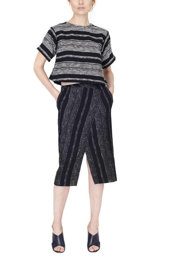 Apiece Apart - Livia Blanket Wrap Slit Skirt in Lezat Stripe Apiece Apart - Livia Blanket Wrap Slit Skirt in Lezat Stripe