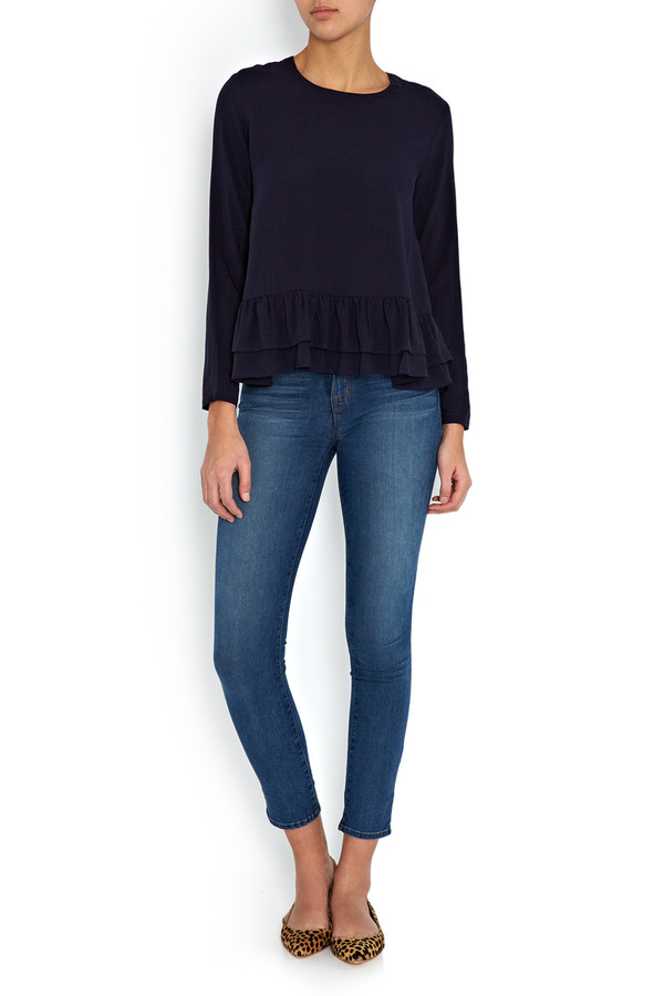 Rodebjer - Navy Lindy Peplum Frill Tunic Rodebjer - Navy Lindy Peplum Frill Tunic