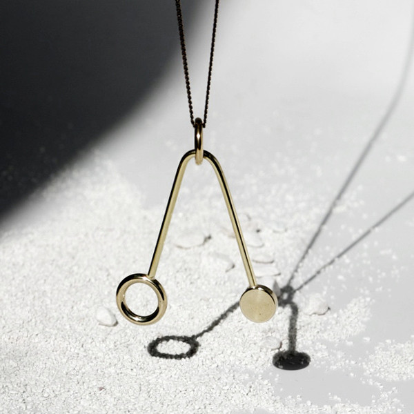 Disc + Ring V Necklace J16 Disc + Ring V Necklace J16
