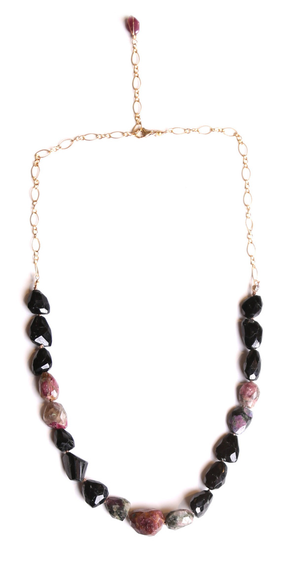 James and Jezebelle Rough Purple & Black Tourmaline Necklace James and Jezebelle Rough Purple & Black Tourmaline Necklace