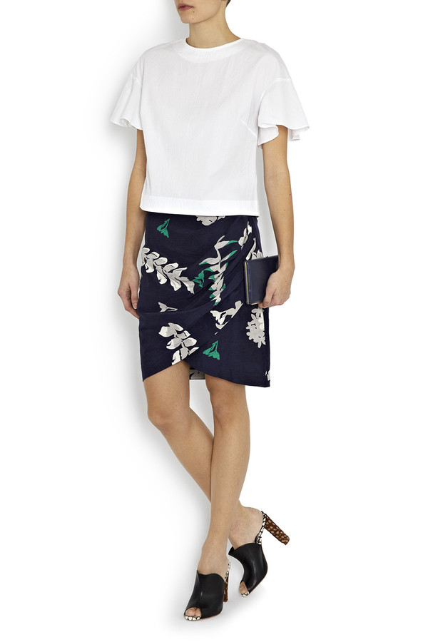 Apiece Apart - White Cropped Serra Ruffle Arm Top Apiece Apart - White Cropped Serra Ruffle Arm Top