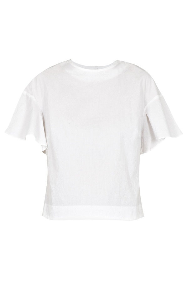 Apiece Apart - White Cropped Serra Ruffle Arm Top Apiece Apart - White Cropped Serra Ruffle Arm Top