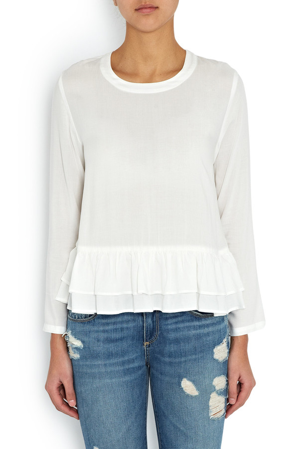 Rodebjer - White Lindy Peplum Frill Tunic Rodebjer - White Lindy Peplum Frill Tunic
