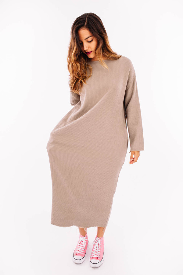 Black Crane Quilted Long Dress (Cement) Black Crane Quilted Long Dress (Cement)