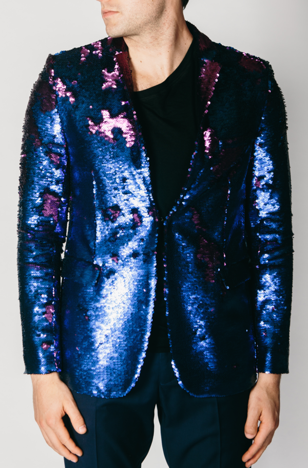 Men's Any Old Iron Blue/Purple Sequin Jacket Men's Any Old Iron Blue/Purple Sequin Jacket