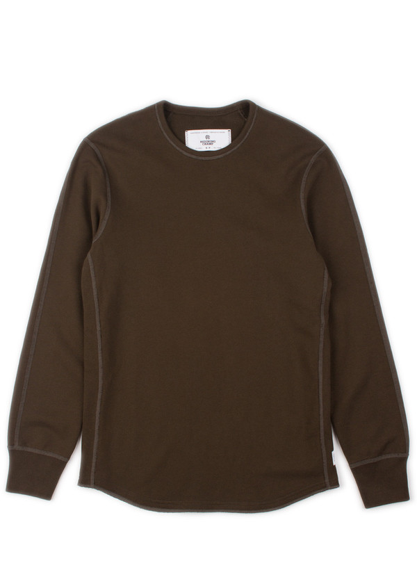 Reigning Champ Knit Midweight Terry Scalloped LS Crewneck Olive Reigning Champ Knit Midweight Terry Scalloped LS Crewneck Olive