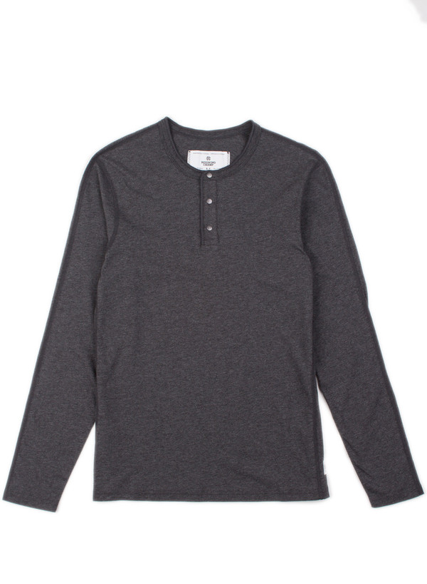 Reigning Champ Ringspun Jersey Long Sleeve Henley H. Charcoal Reigning Champ Ringspun Jersey Long Sleeve Henley H. Charcoal