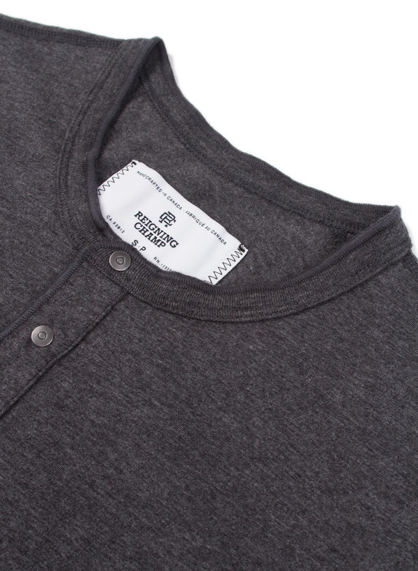 Reigning Champ Ringspun Jersey Long Sleeve Henley H. Charcoal Reigning Champ Ringspun Jersey Long Sleeve Henley H. Charcoal