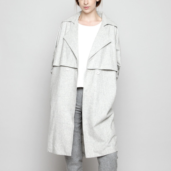 7115 by Szeki Wool Trench Coat - Gray FW16 7115 by Szeki Wool Trench Coat - Gray FW16