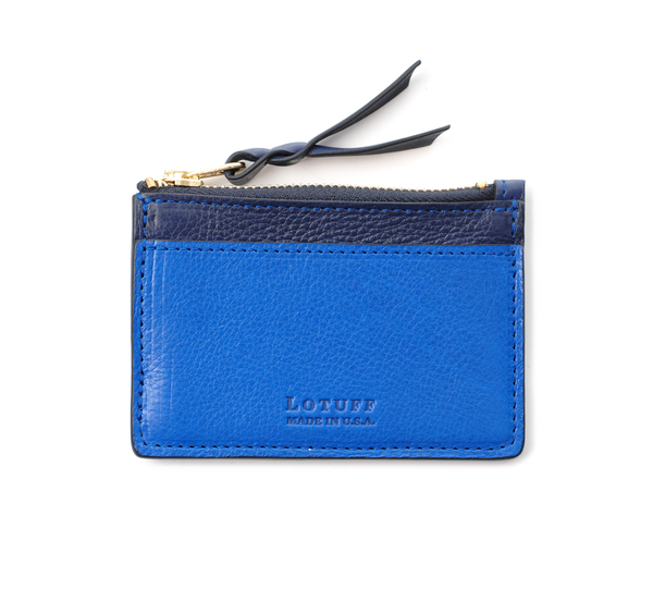 Lotuff Leather Black and Electric Blue Card Case Wallet Lotuff Leather Black and Electric Blue Card Case Wallet