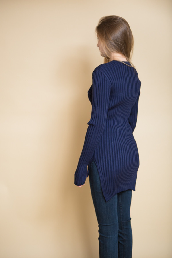 Achro Long Sleeve Ribbed Sweater - Navy Achro Long Sleeve Ribbed Sweater - Navy