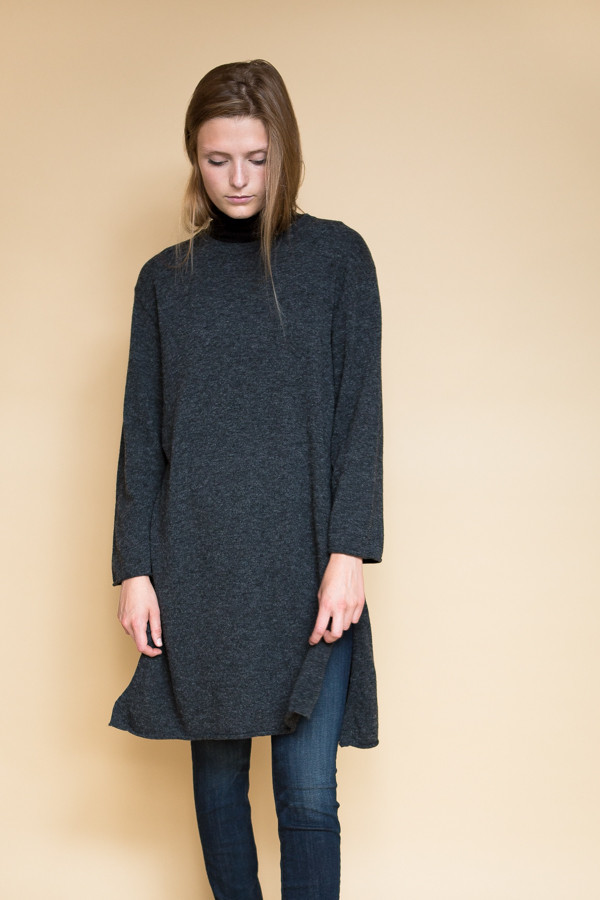 Achro Side Slit Long Sweater - Charcoal Achro Side Slit Long Sweater - Charcoal