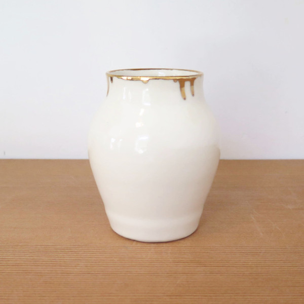 White Vase with Gold detail White Vase with Gold detail