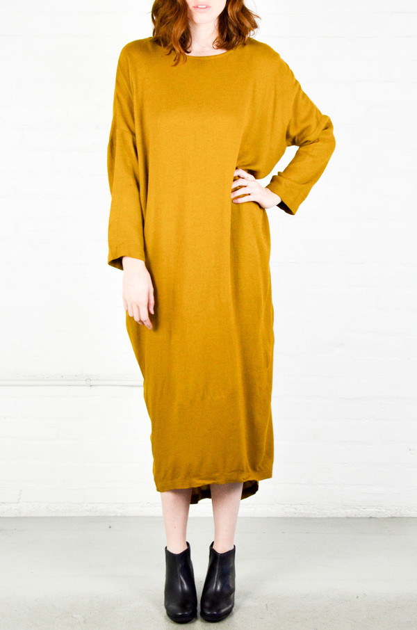 Black Crane Gold Brown Pleated Cocoon Dress Black Crane Gold Brown Pleated Cocoon Dress