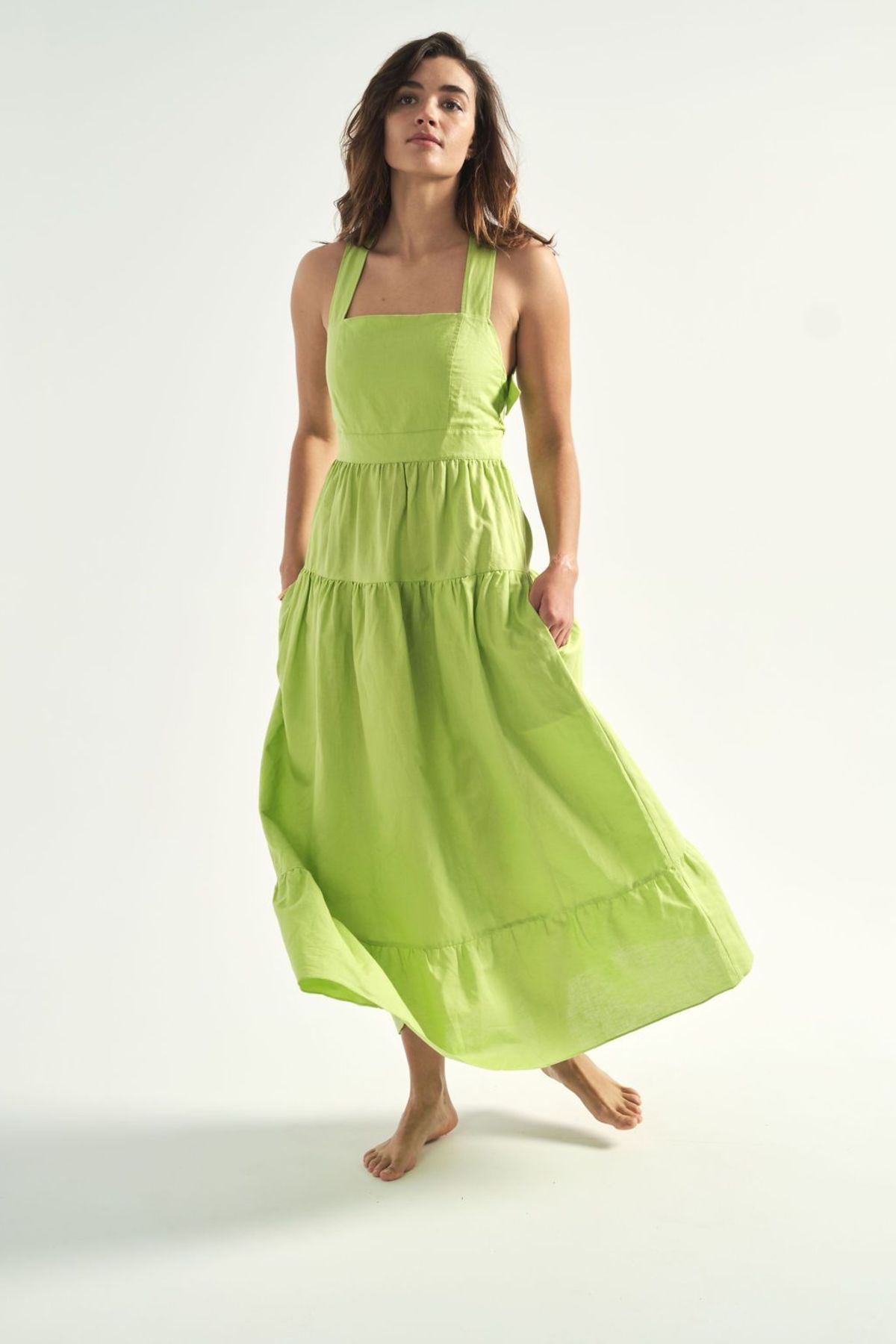 lime linen dress
