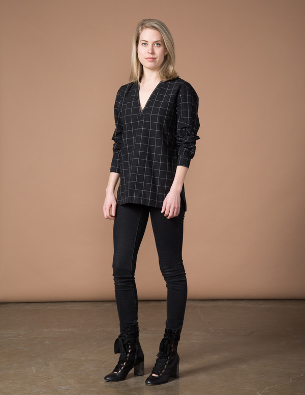 SBJ Austin Carroll Top - Black with White Window Pane SBJ Austin Carroll Top - Black with White Window Pane