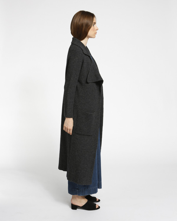 Achro Chunky Ribbed Sweater Coat in Charcoal Achro Chunky Ribbed Sweater Coat in Charcoal