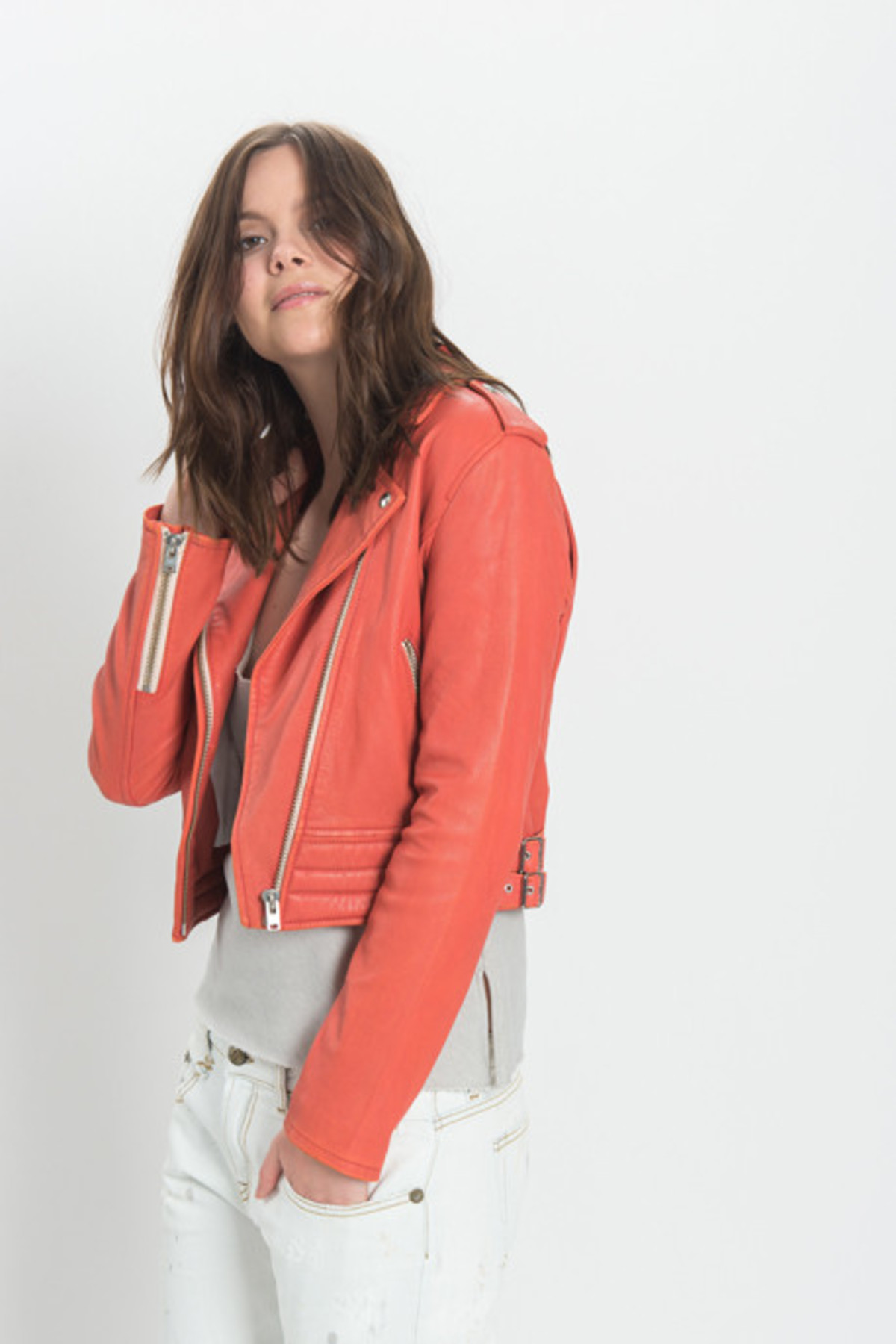 coral cropped jacket