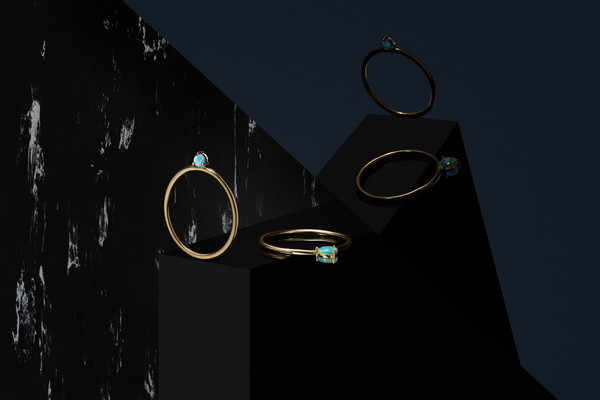WWAKE Double-Sided Solitaire Ring w/ 4mm Opals WWAKE Double-Sided Solitaire Ring w/ 4mm Opals