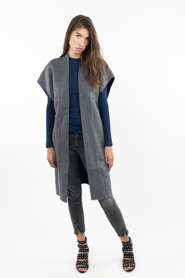 7115 by Szeki Reversible Kimono Vest - Gray/Navy 7115 by Szeki Reversible Kimono Vest - Gray/Navy