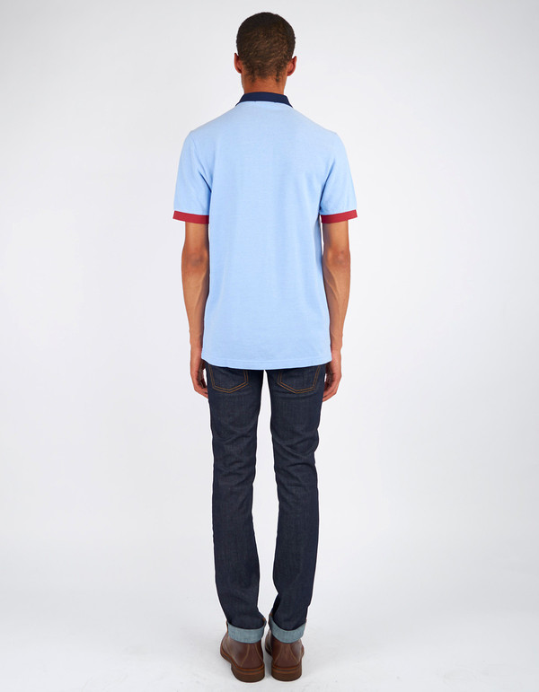 Men's Fred Perry Colour Block Pique Shirt Light Smoke Oxford Men's Fred Perry Colour Block Pique Shirt Light Smoke Oxford