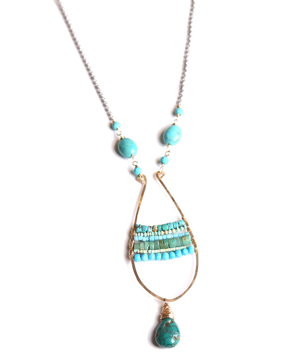 James and Jezebelle Turquoise Teardrop Paddle Necklace James and Jezebelle Turquoise Teardrop Paddle Necklace