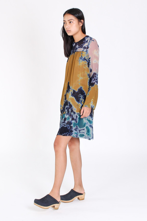 Raquel Allegra Bell sleeve vintage dress in multi Raquel Allegra Bell sleeve vintage dress in multi