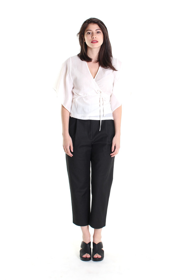 Steven Alan Cropped pleated trouser in black Steven Alan Cropped pleated trouser in black