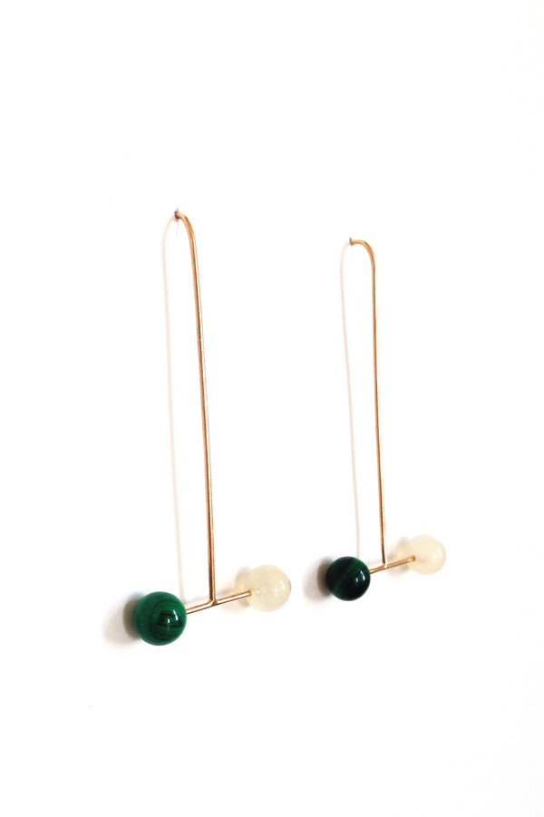 The Things We Keep Cuzcoe earrings in malachite and moonstone The Things We Keep Cuzcoe earrings in malachite and moonstone