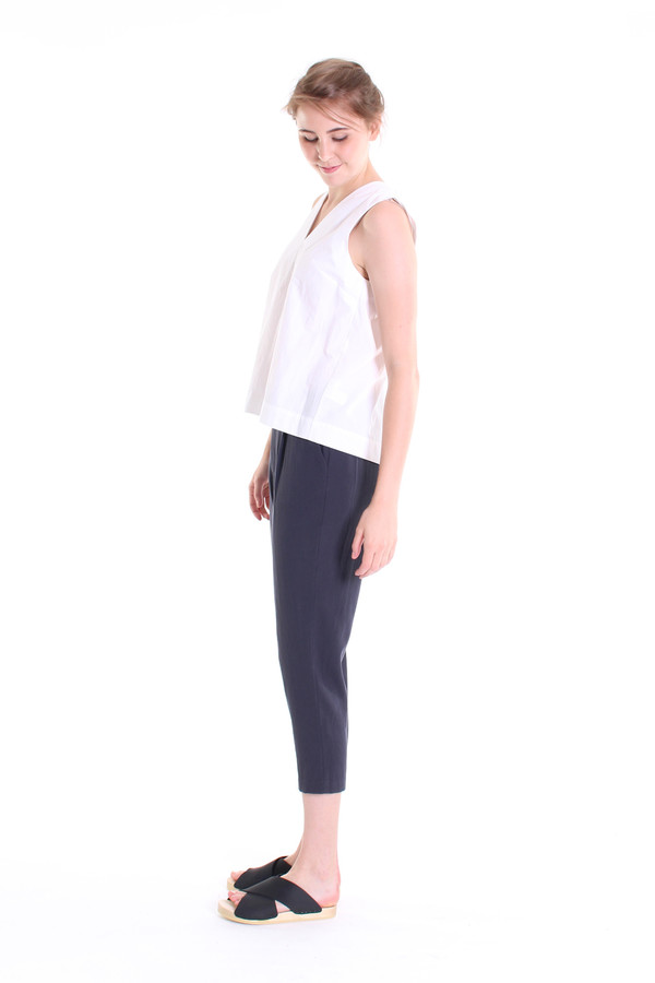 Evam Eva Double cloth tuck pants in north sea Evam Eva Double cloth tuck pants in north sea