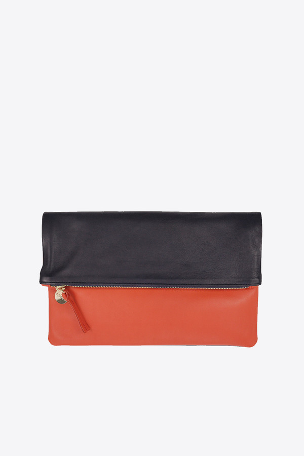 Clare V. Foldover clutch in navy & poppy Clare V. Foldover clutch in navy & poppy