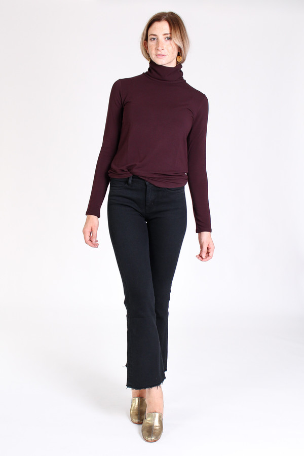 Majestic French terry turtleneck in aubergine Majestic French terry turtleneck in aubergine