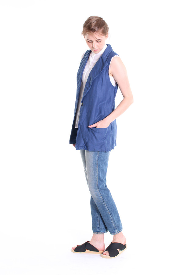 The Podolls Fringe sleeveless blazer in indigo The Podolls Fringe sleeveless blazer in indigo