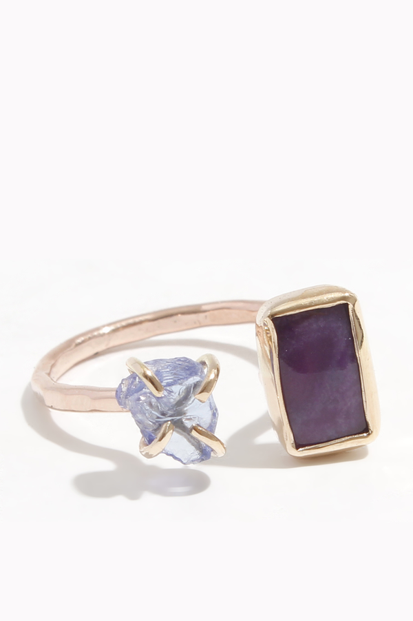Melissa Joy Manning Limited edition sugilite and raw tanzanite ring Melissa Joy Manning Limited edition sugilite and raw tanzanite ring