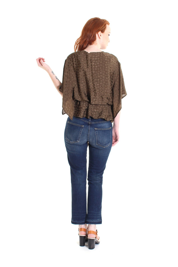 Rodebjer Mona lillies print top in mud green Rodebjer Mona lillies print top in mud green