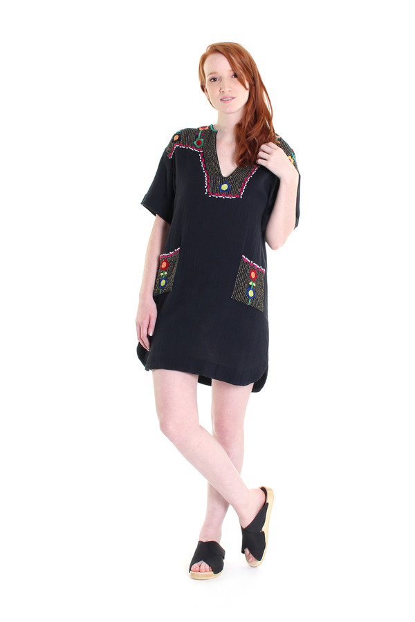 Antik Batik Nana embroidered mini dress in black Antik Batik Nana embroidered mini dress in black
