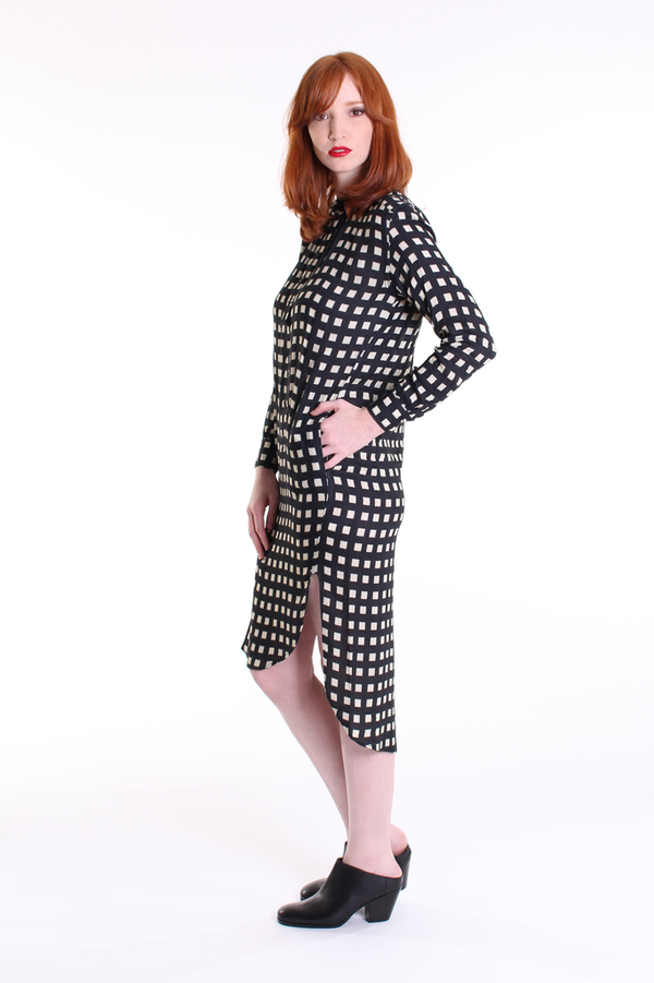 Apiece Apart Shirred georgia dress in navy/white Apiece Apart Shirred georgia dress in navy/white