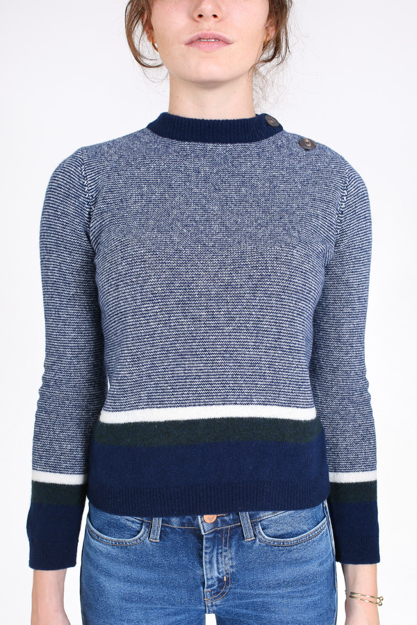M.i.h Jeans Shrunken stripe guernsey sweater in blue multi M.i.h Jeans Shrunken stripe guernsey sweater in blue multi